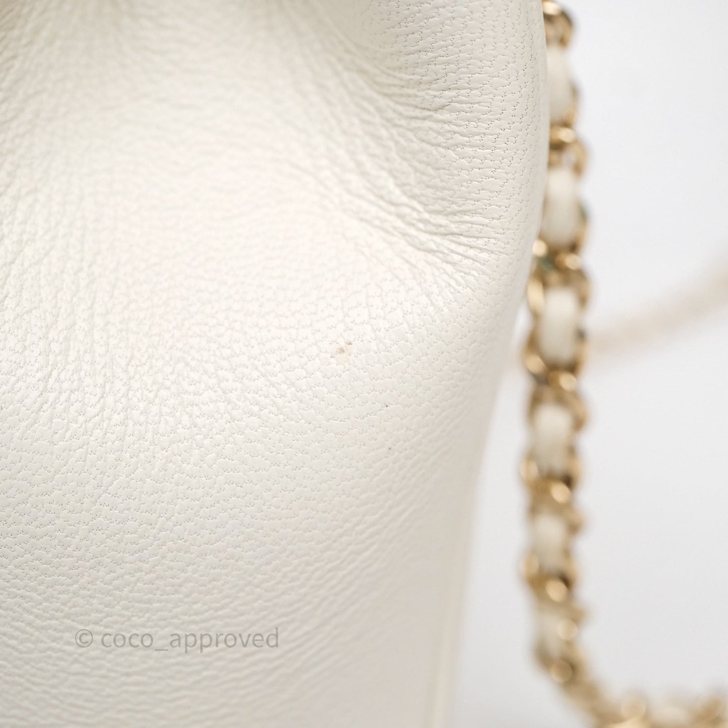 Chanel CC Mania Flap Bag White Lambskin Gold Hardware