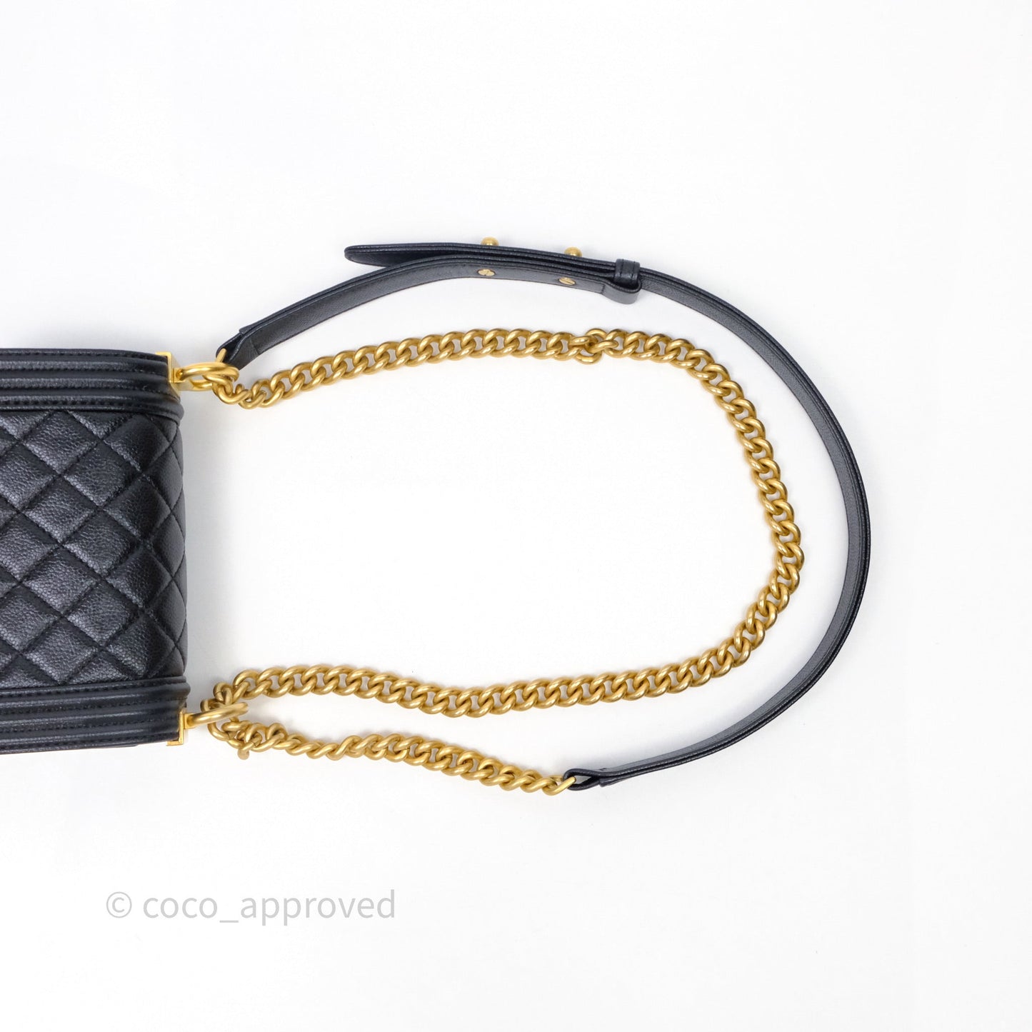 Chanel Mini Boy Quilted Black Caviar Aged Gold Hardware