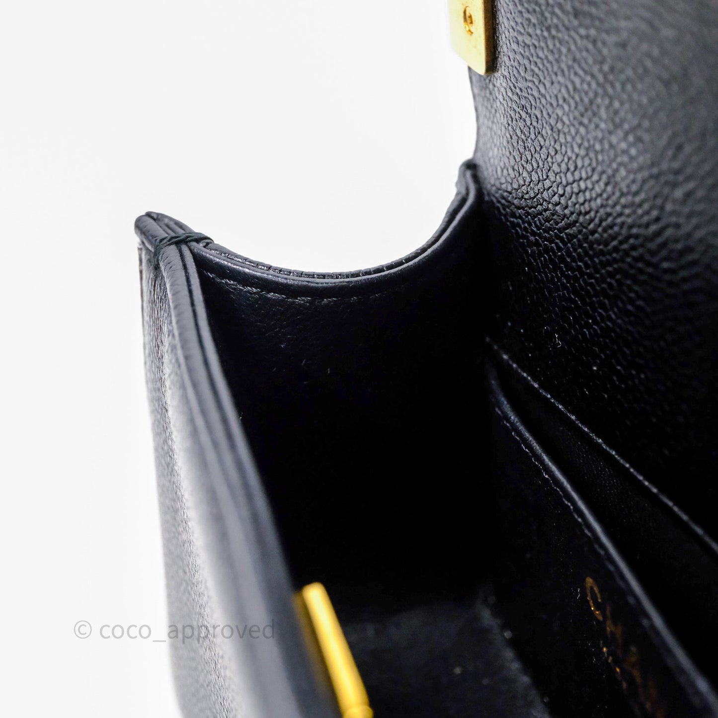 Chanel Mini Boy Quilted Black Caviar Aged Gold Hardware