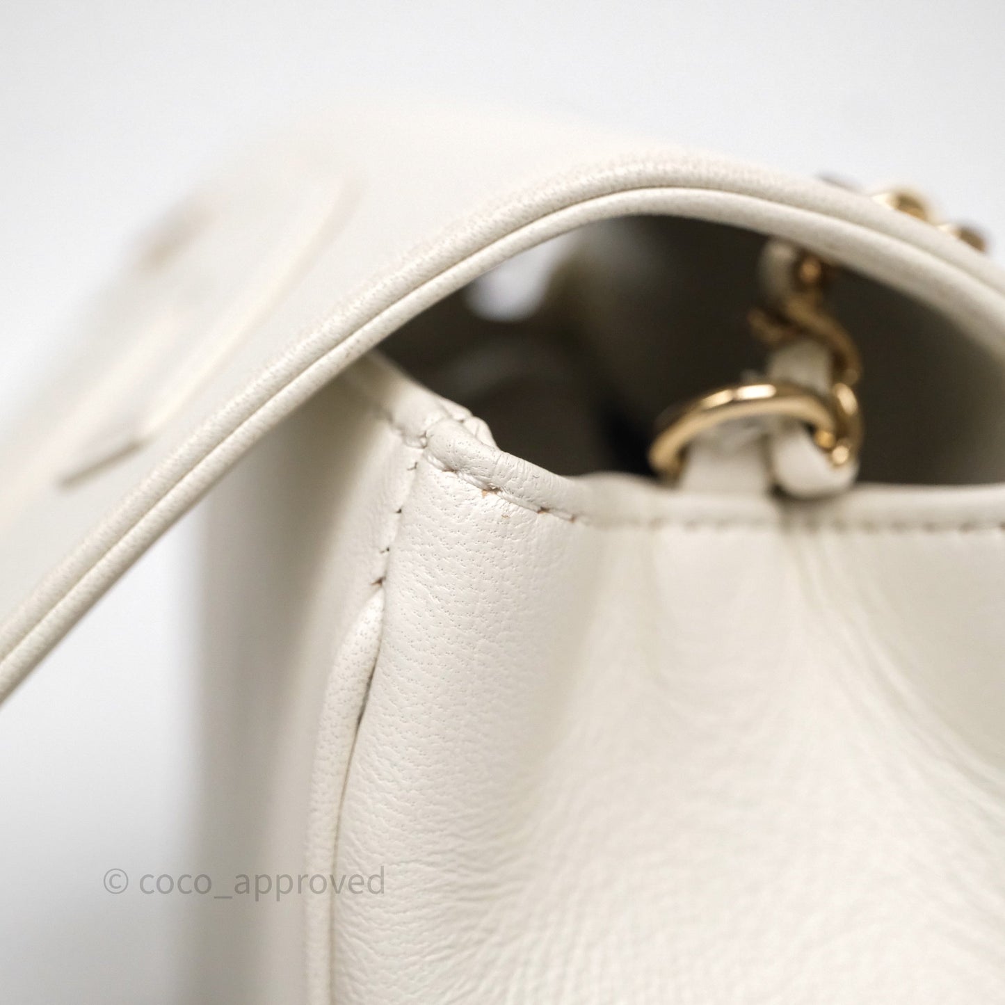 Chanel CC Mania Flap Bag White Lambskin Gold Hardware