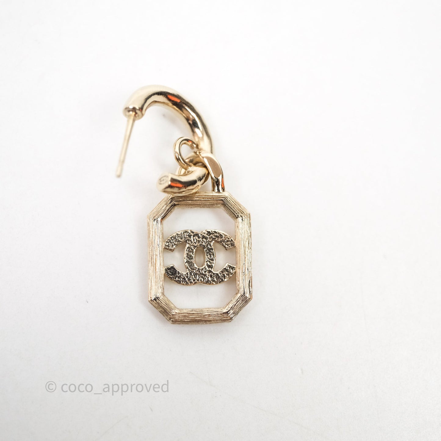 Chanel Crystal CC Drop Earrings Gold Tone 23K