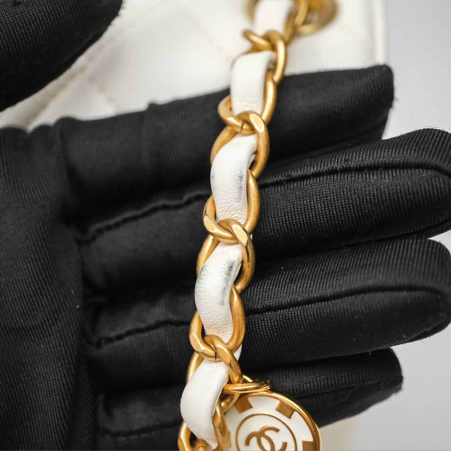 Chanel Casino Chips Chain White Lambskin Flap Bag