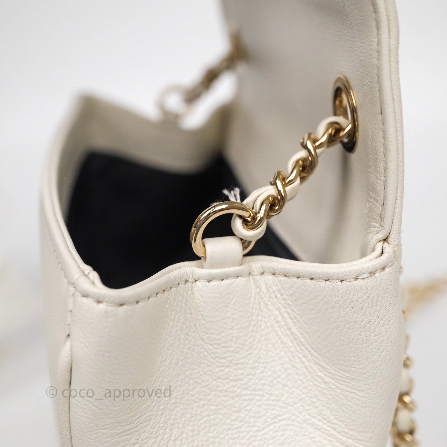 Chanel CC Mania Flap Bag White Lambskin Gold Hardware