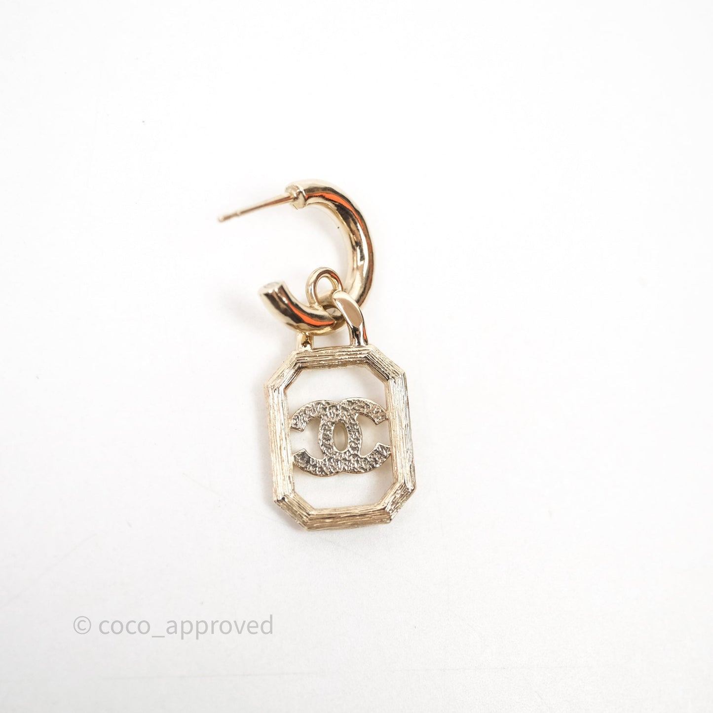 Chanel Crystal CC Drop Earrings Gold Tone 23K