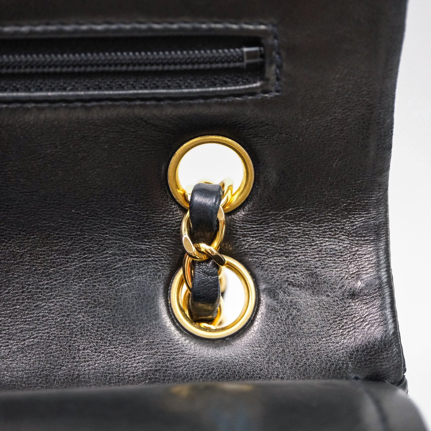 Chanel Vintage Medium Classic Flap Chevron Black Lambskin 24K Gold Hardware