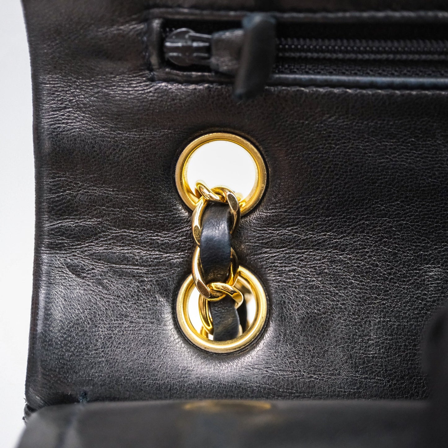 Chanel Vintage Medium Classic Flap Chevron Black Lambskin 24K Gold Hardware