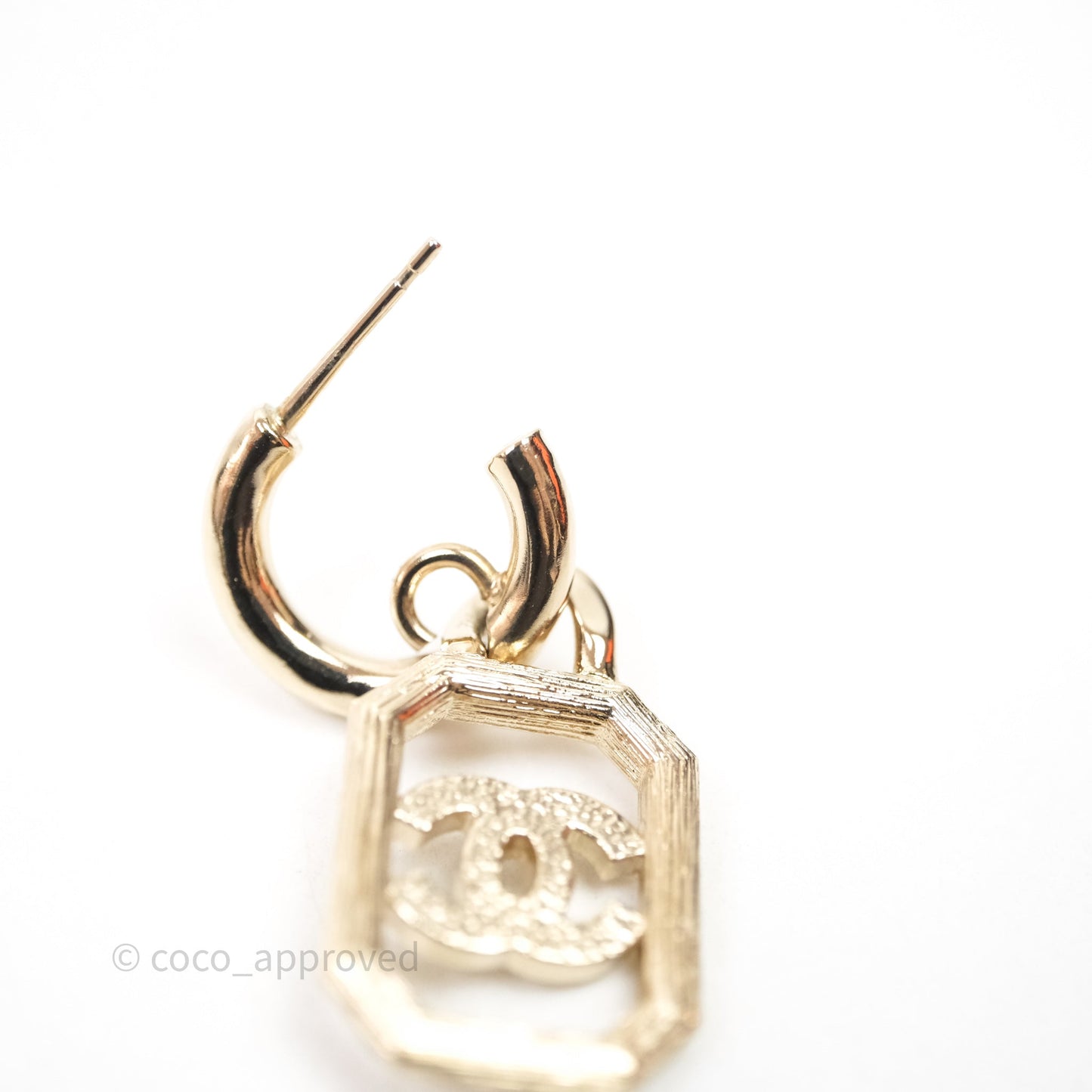 Chanel Crystal CC Drop Earrings Gold Tone 23K