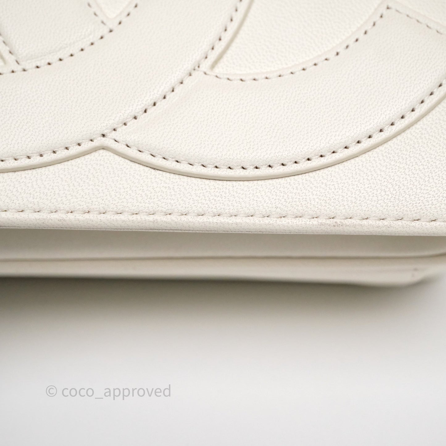 Chanel CC Mania Flap Bag White Lambskin Gold Hardware