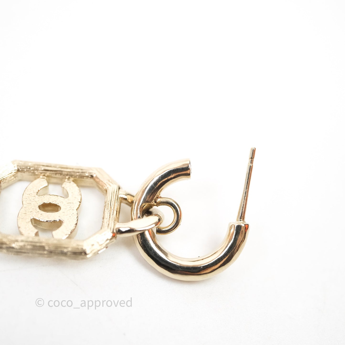 Chanel Crystal CC Drop Earrings Gold Tone 23K