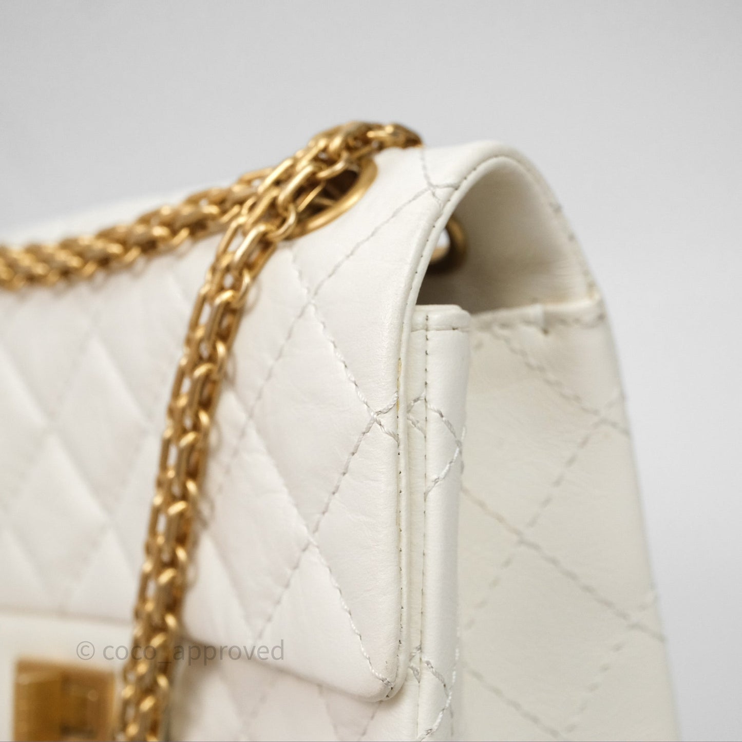 Chanel Mini Reissue 224 Ivory White Aged Calfskin Aged Gold Hardware