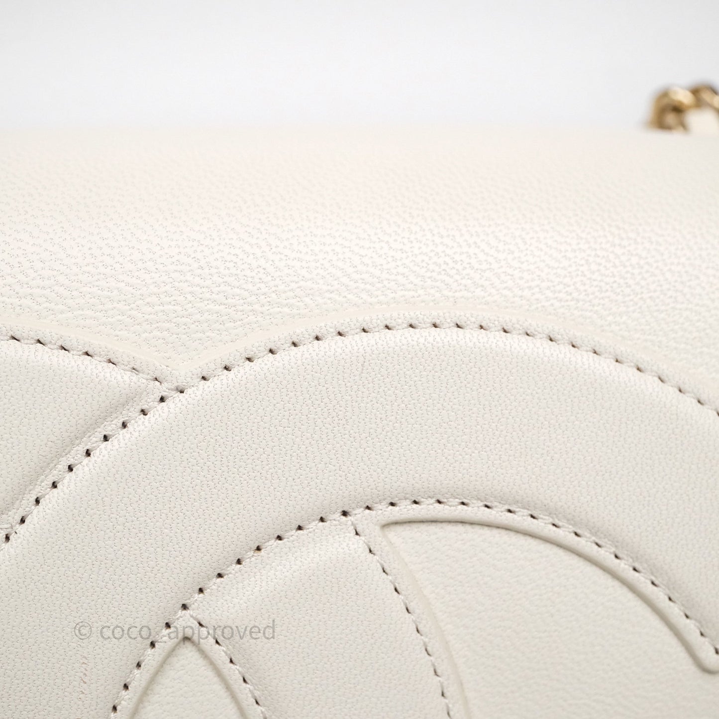 Chanel CC Mania Flap Bag White Lambskin Gold Hardware