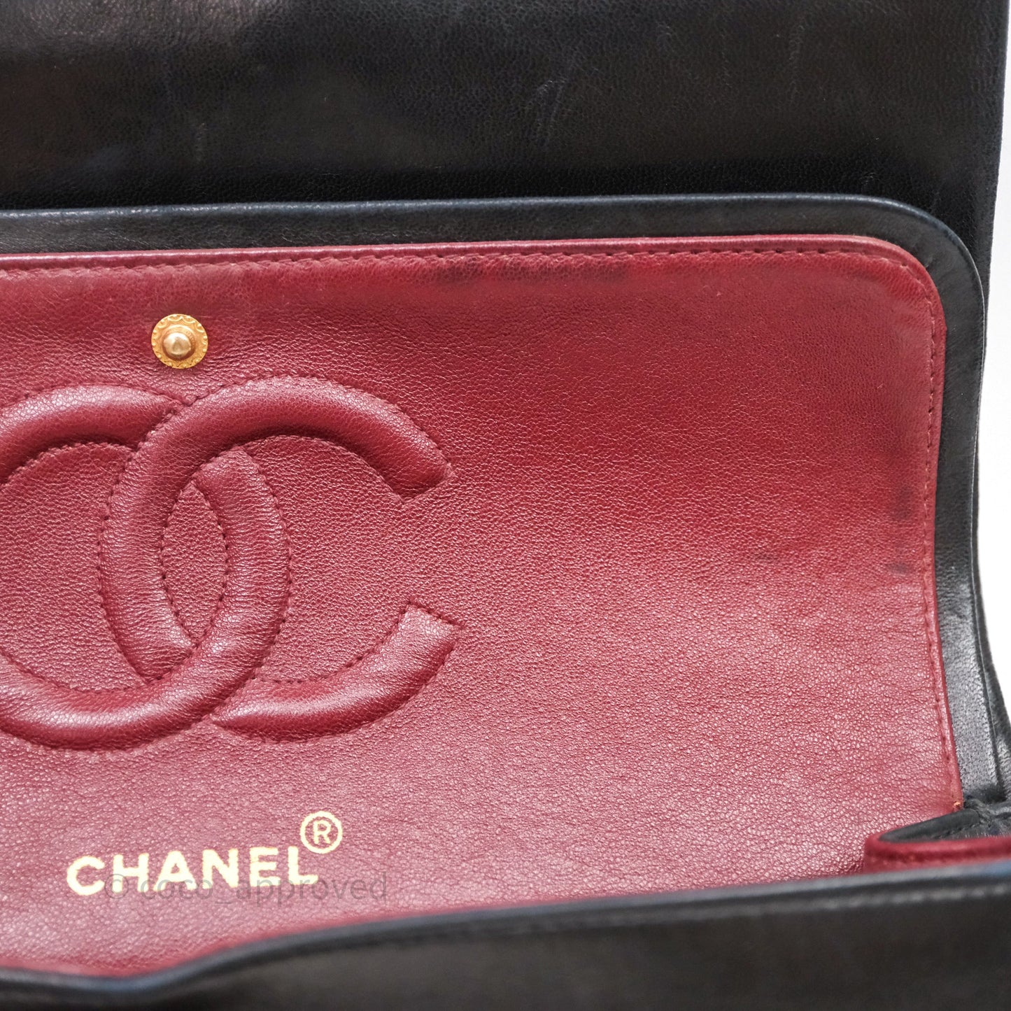 Chanel Vintage Medium Classic Flap Chevron Black Lambskin 24K Gold Hardware
