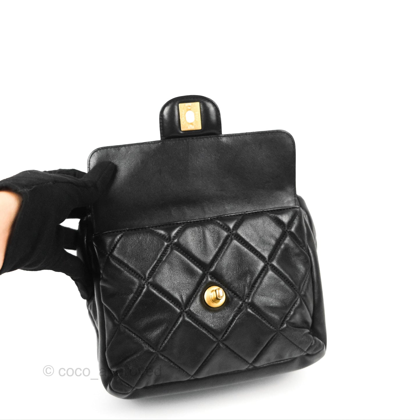 Chanel Mini Front Pocket Tote Black Calfskin Aged Gold Hardware