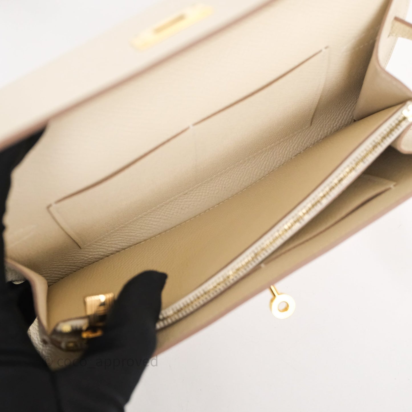 Hermès Kelly To Go Wallet Craie Epsom Gold Hardware