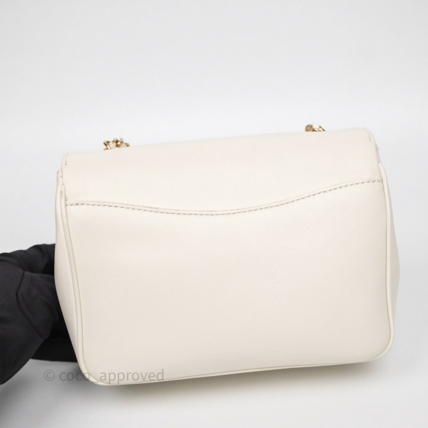 Chanel CC Mania Flap Bag White Lambskin Gold Hardware