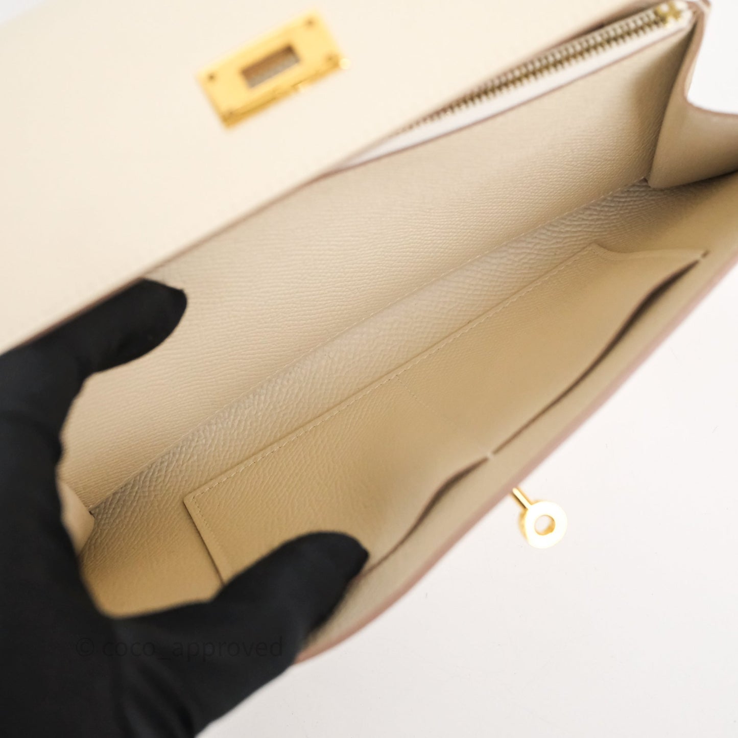 Hermès Kelly To Go Wallet Craie Epsom Gold Hardware