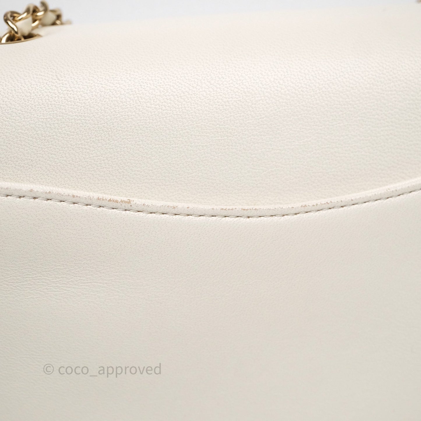 Chanel CC Mania Flap Bag White Lambskin Gold Hardware