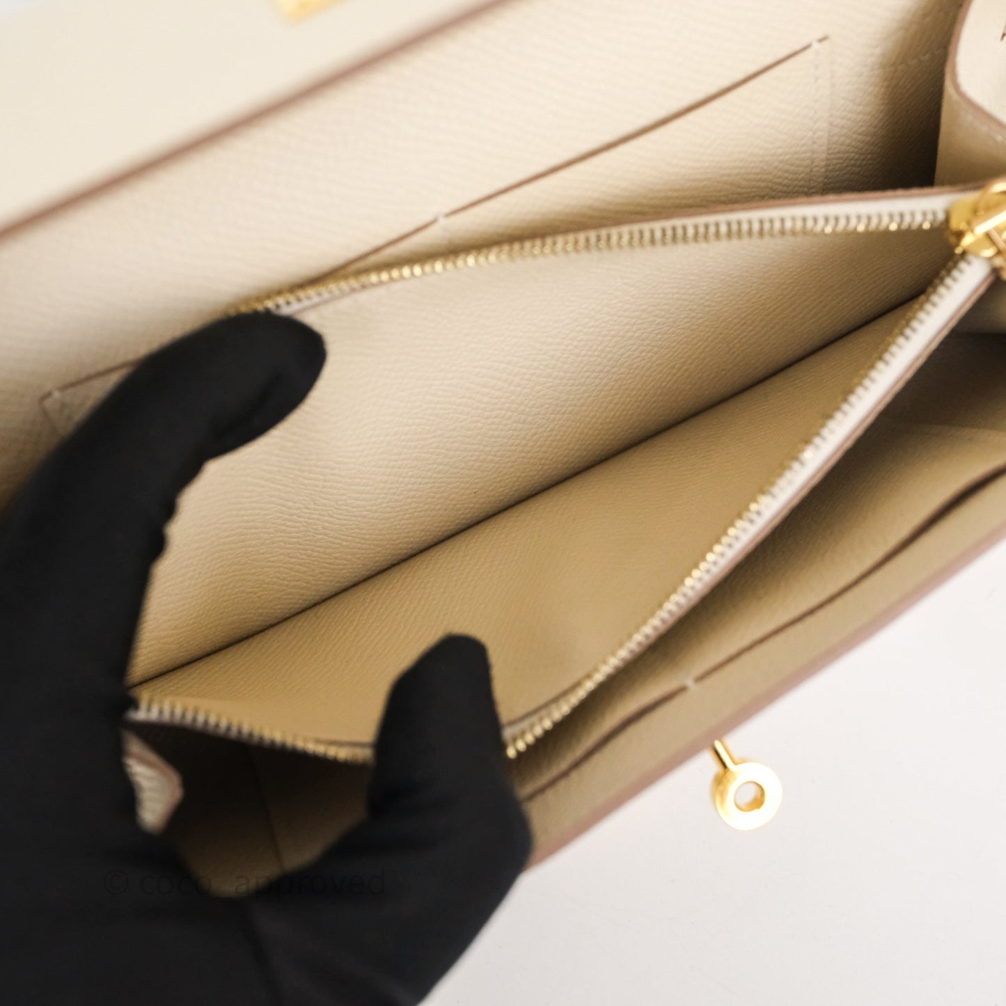 Hermès Kelly To Go Wallet Craie Epsom Gold Hardware