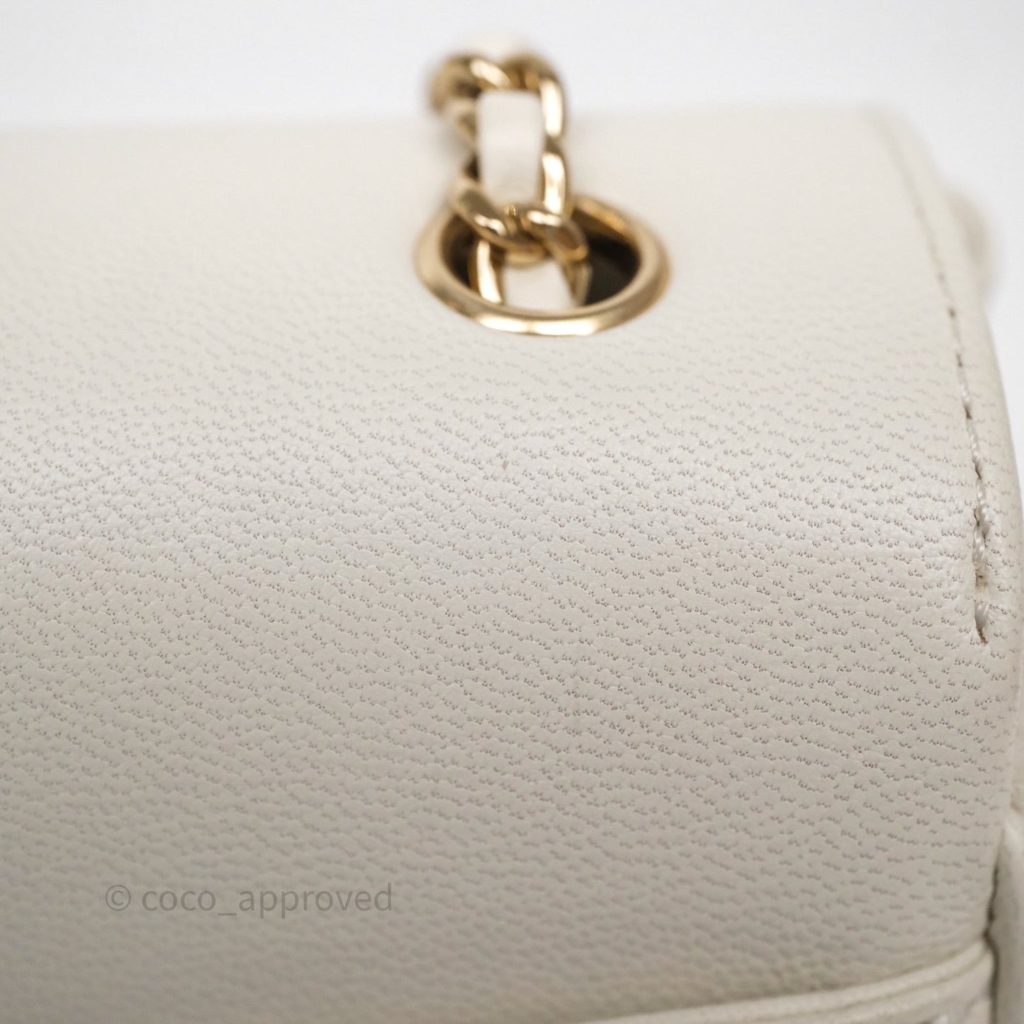 Chanel CC Mania Flap Bag White Lambskin Gold Hardware