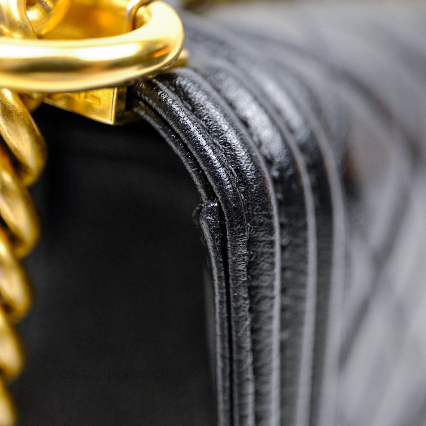 Chanel Mini Boy Quilted Black Caviar Aged Gold Hardware