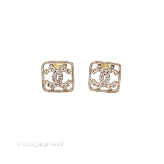 Chanel CC Square Earrings Silver Tone 20S
