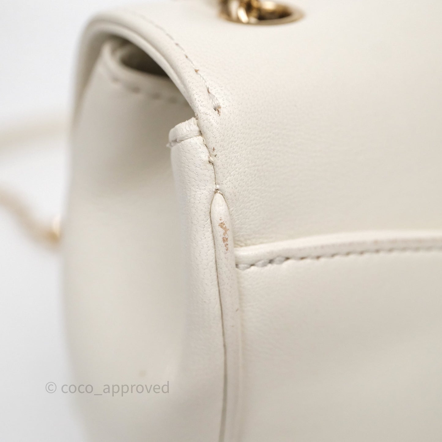 Chanel CC Mania Flap Bag White Lambskin Gold Hardware