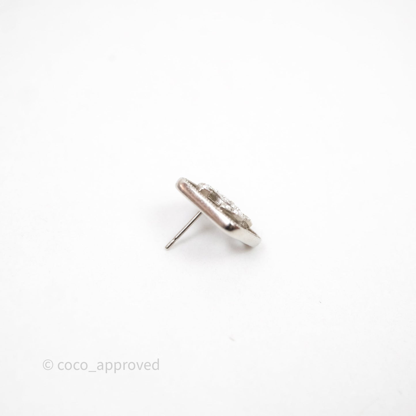 Chanel CC Square Earrings Silver Tone 20S