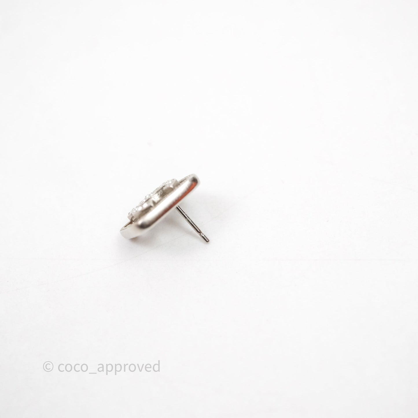 Chanel CC Square Earrings Silver Tone 20S