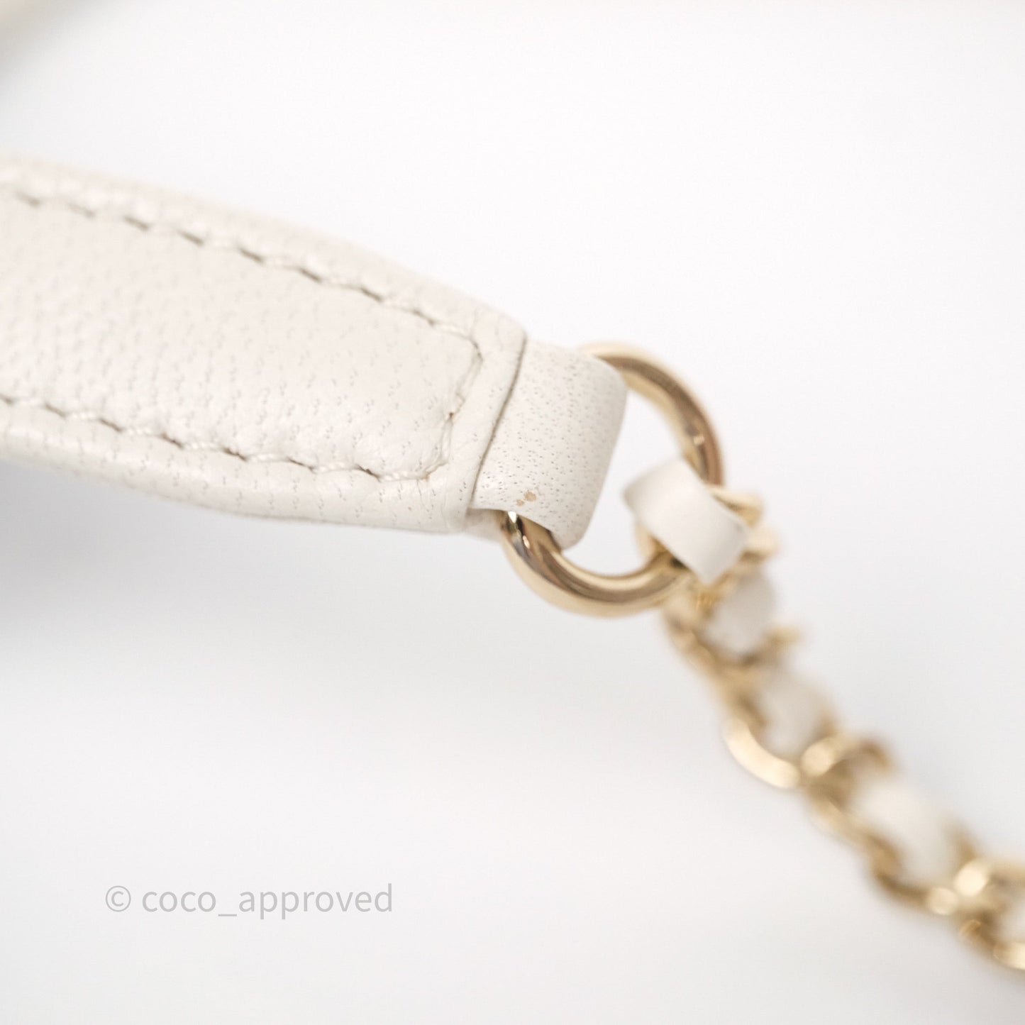 Chanel CC Mania Flap Bag White Lambskin Gold Hardware