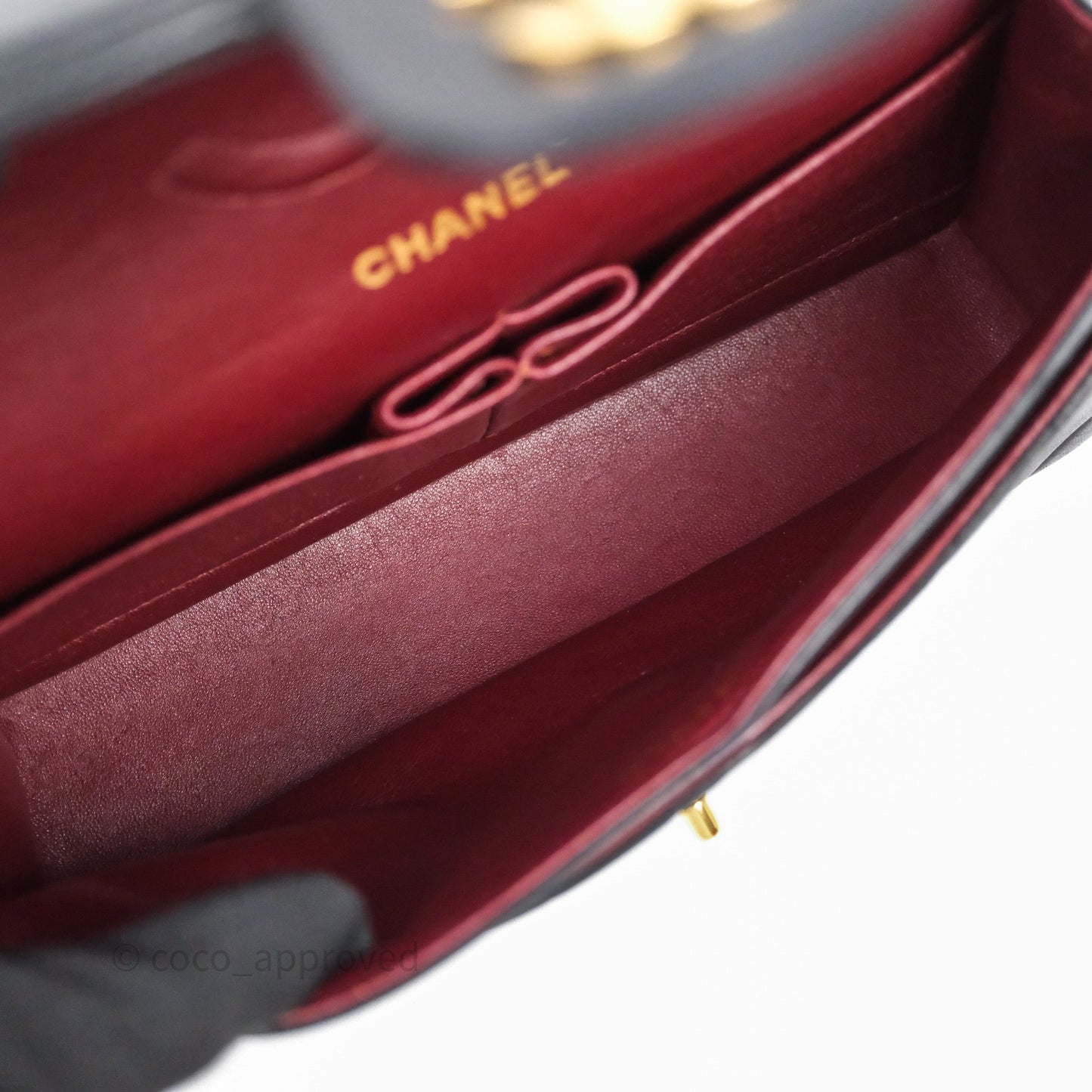 Chanel Vintage Medium Classic Flap Chevron Black Lambskin 24K Gold Hardware