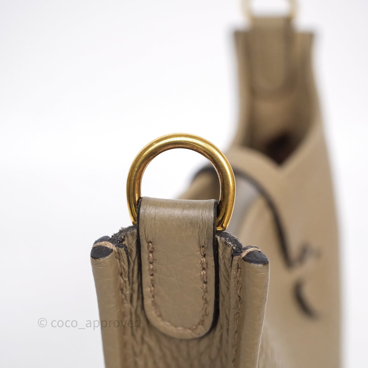 Hermès Mini Evelyne 16 Beige Marfa 8Q Clemence Gold Hardware