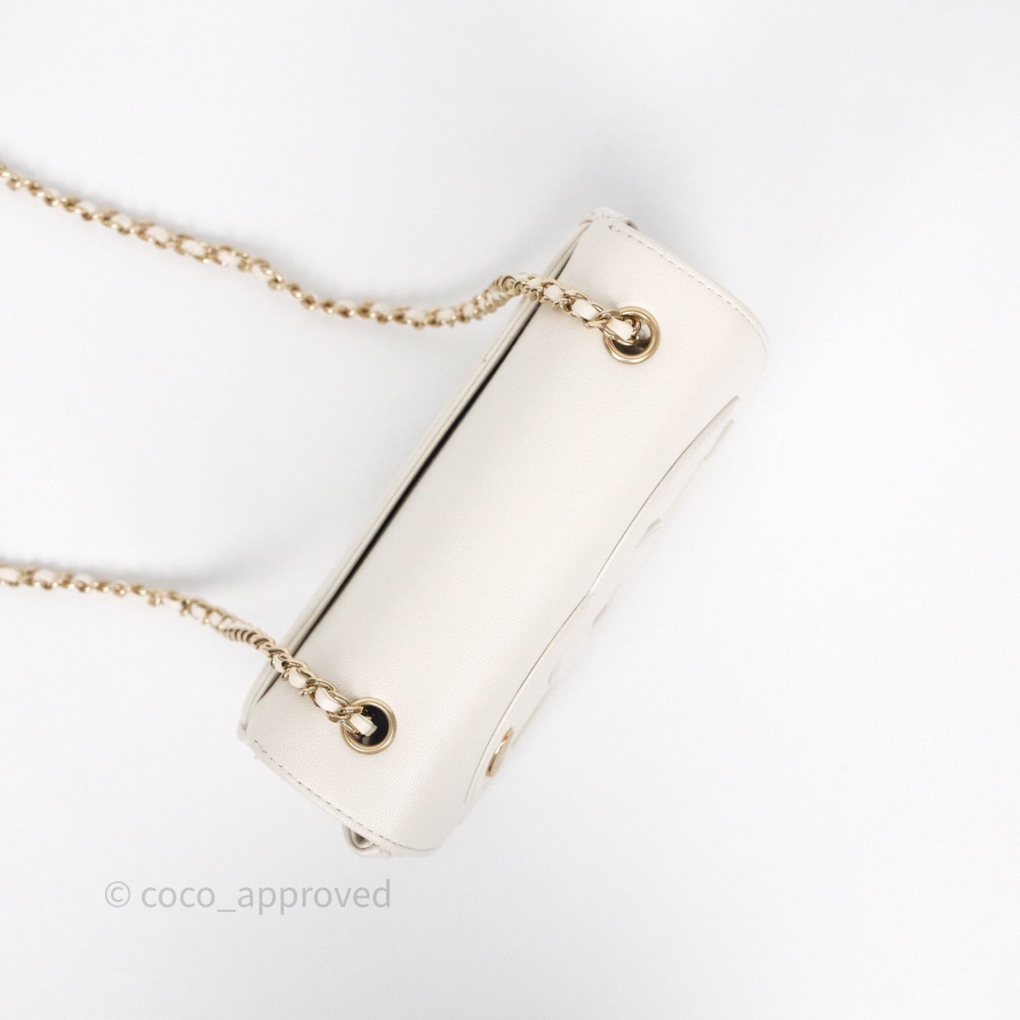 Chanel CC Mania Flap Bag White Lambskin Gold Hardware
