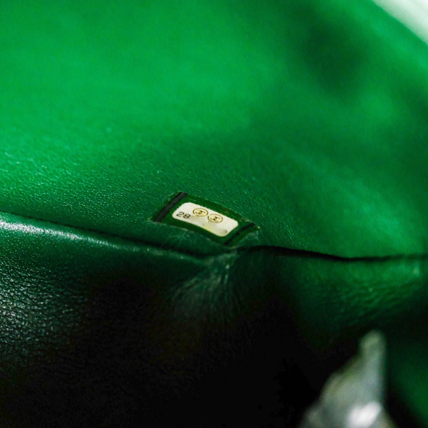 Chanel Mini Rectangular Quilted Lambskin Flap Bag Green Silver Hardware