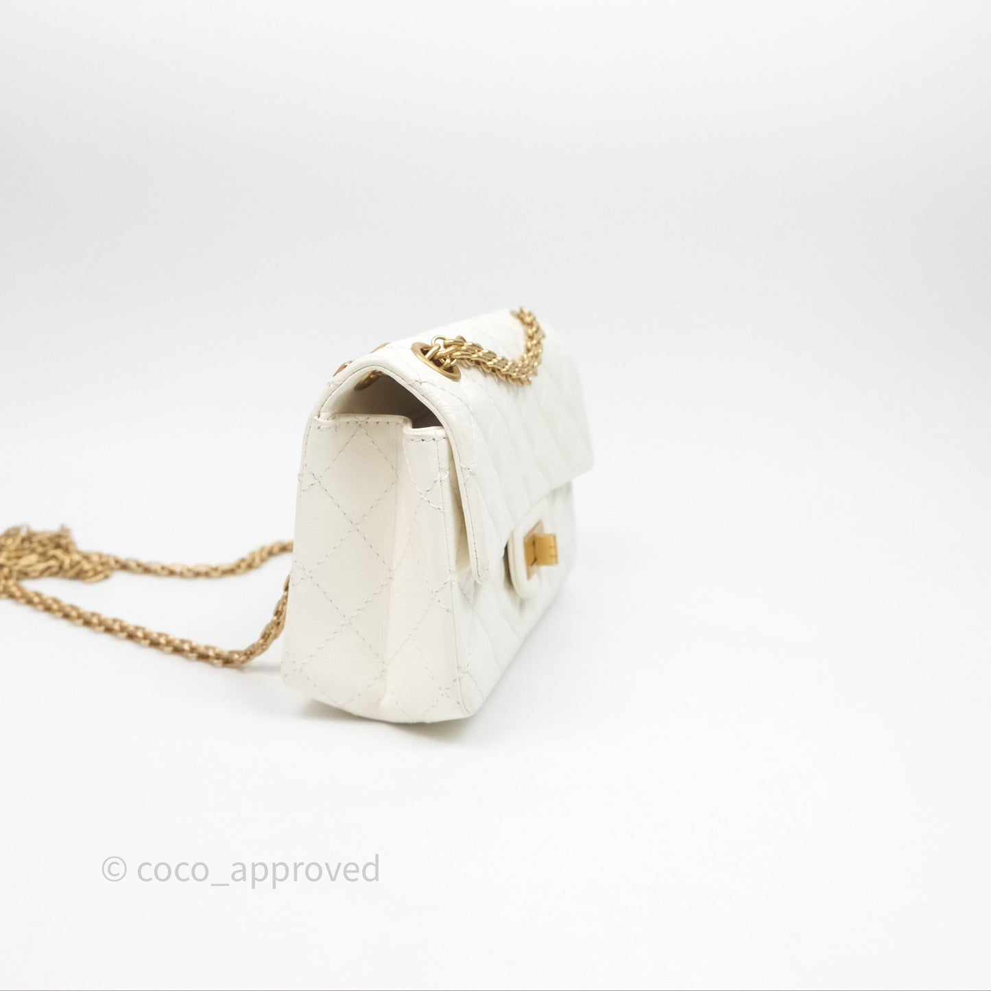Chanel Mini Reissue 224 Ivory White Aged Calfskin Aged Gold Hardware