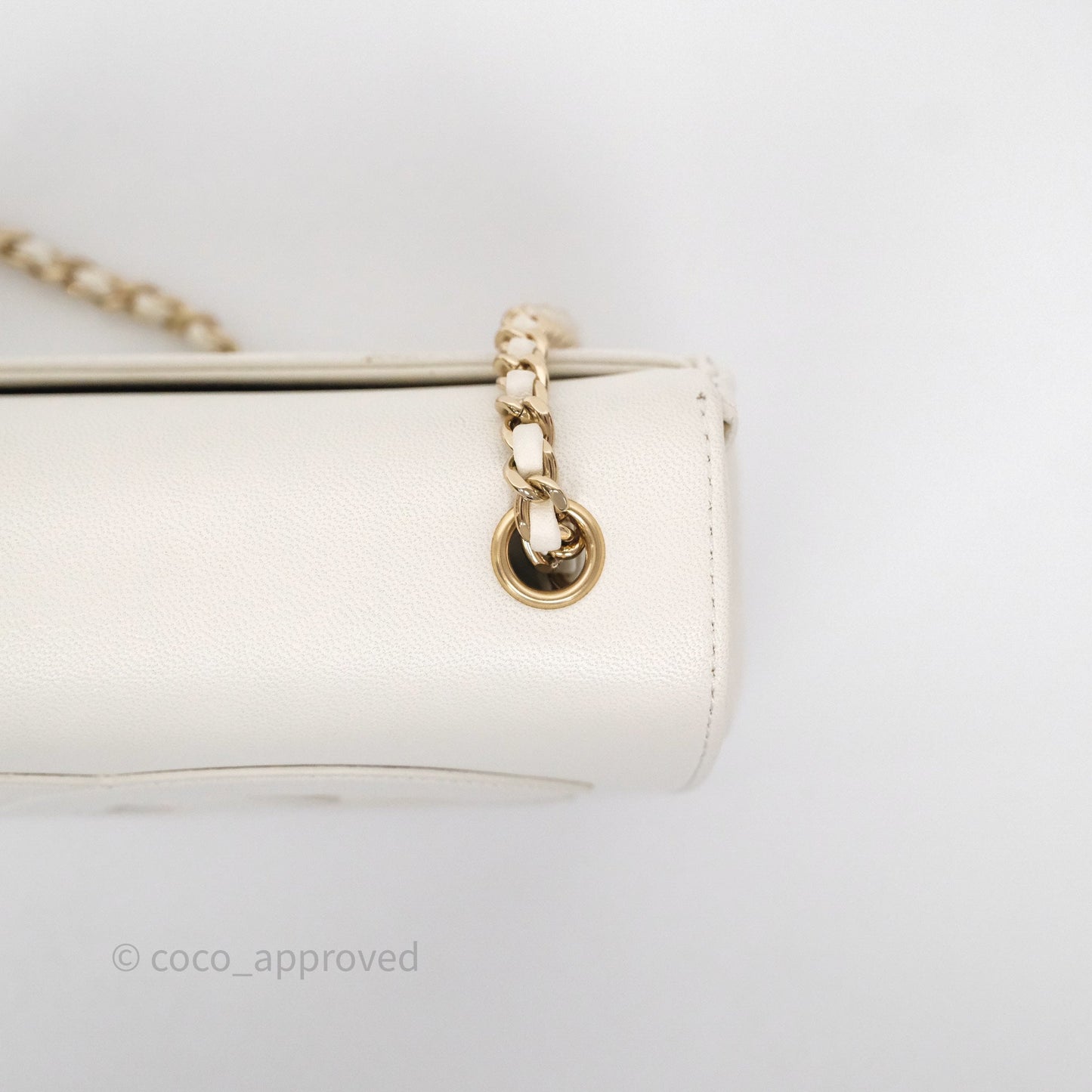 Chanel CC Mania Flap Bag White Lambskin Gold Hardware