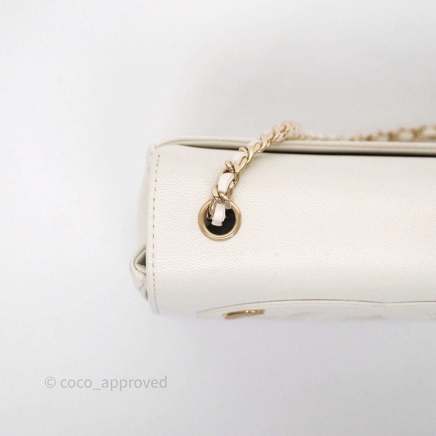 Chanel CC Mania Flap Bag White Lambskin Gold Hardware
