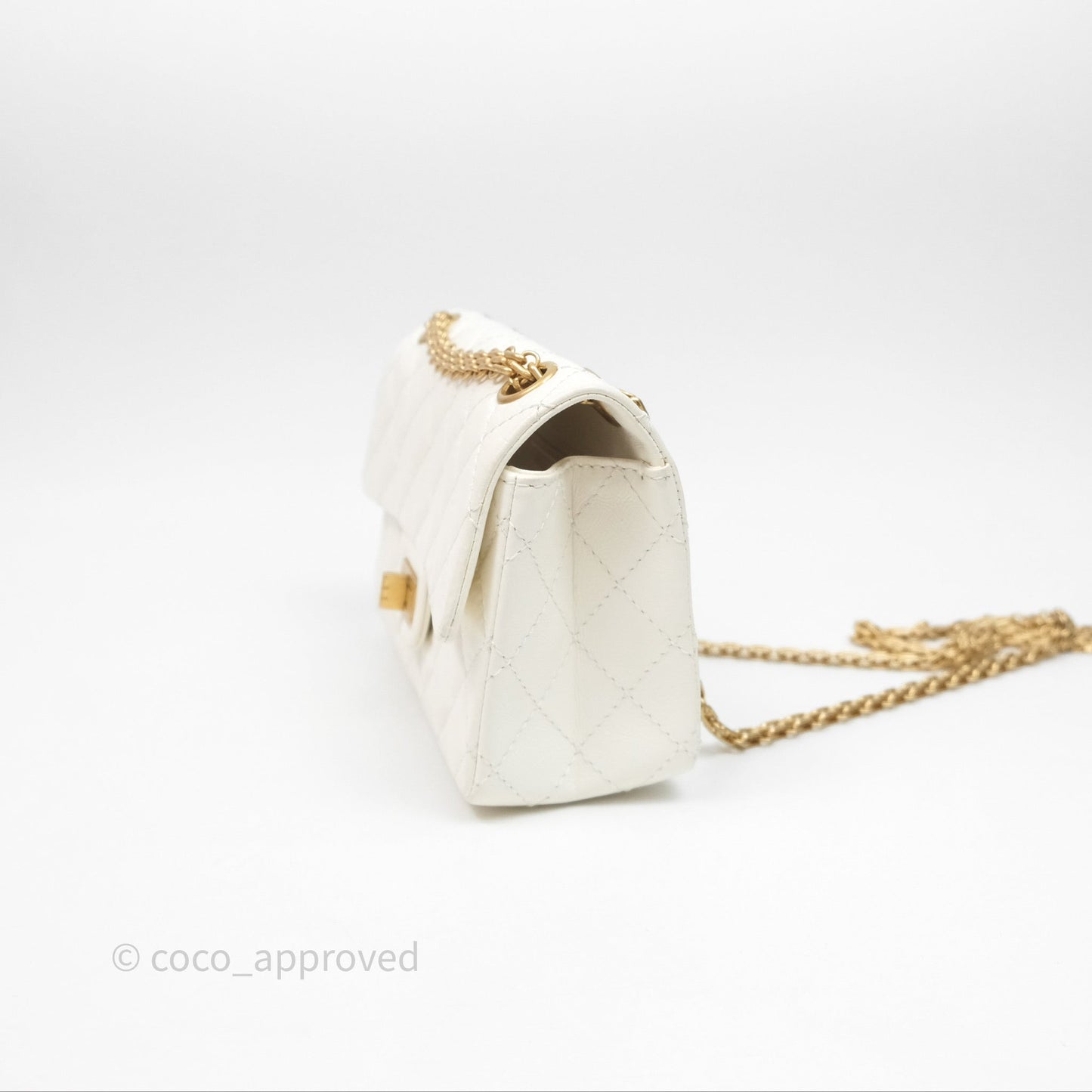 Chanel Mini Reissue 224 Ivory White Aged Calfskin Aged Gold Hardware