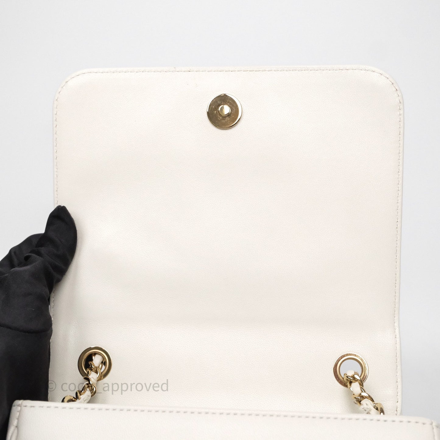 Chanel CC Mania Flap Bag White Lambskin Gold Hardware