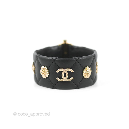Chanel Leather CC Cuff Bracelet Black 20C