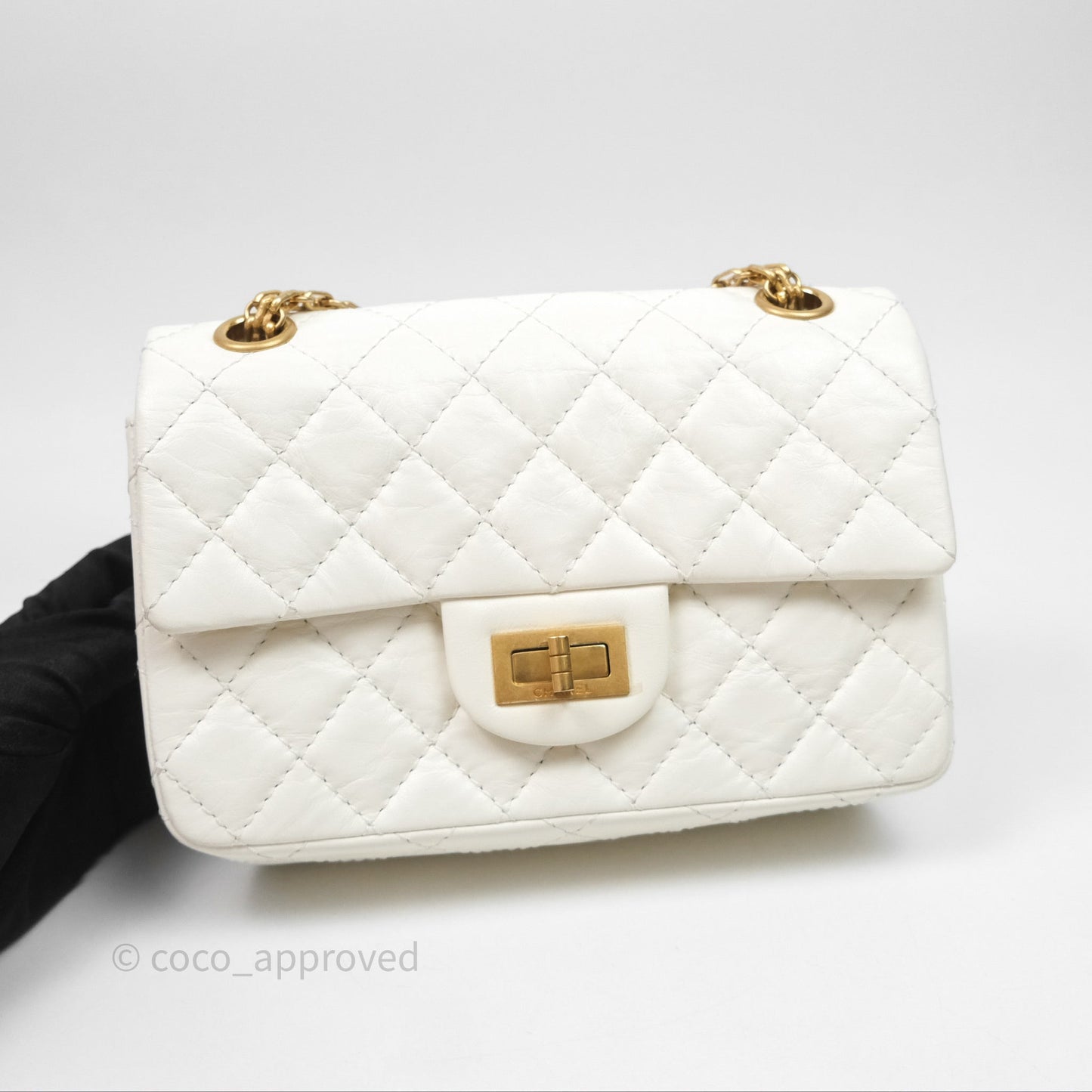 Chanel Mini Reissue 224 Ivory White Aged Calfskin Aged Gold Hardware