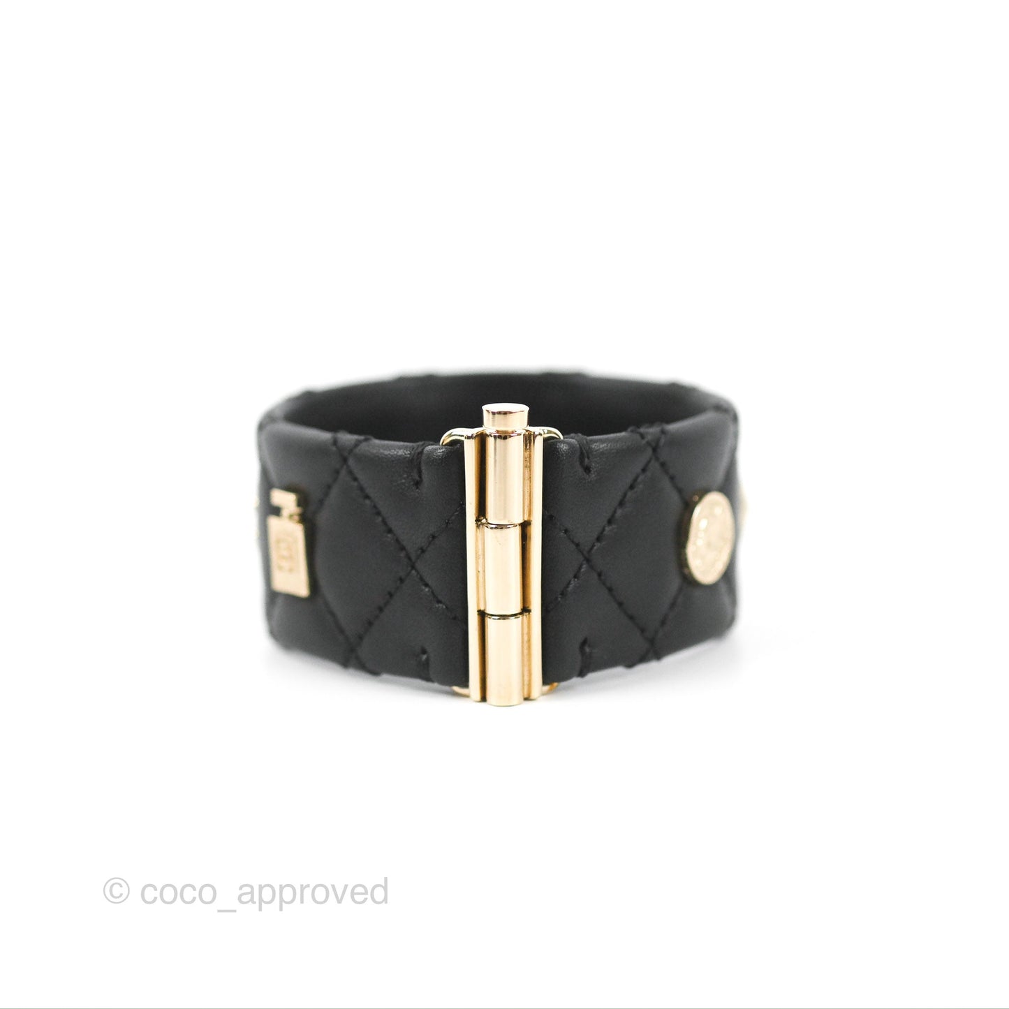 Chanel Leather CC Cuff Bracelet Black 20C