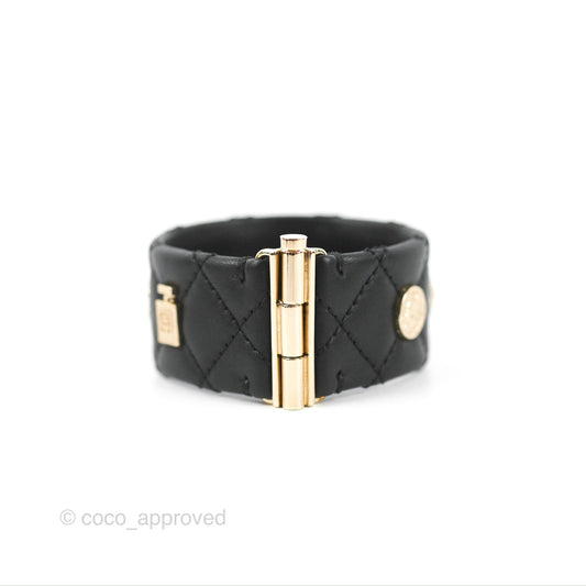 Chanel Leather CC Cuff Bracelet Black 20C