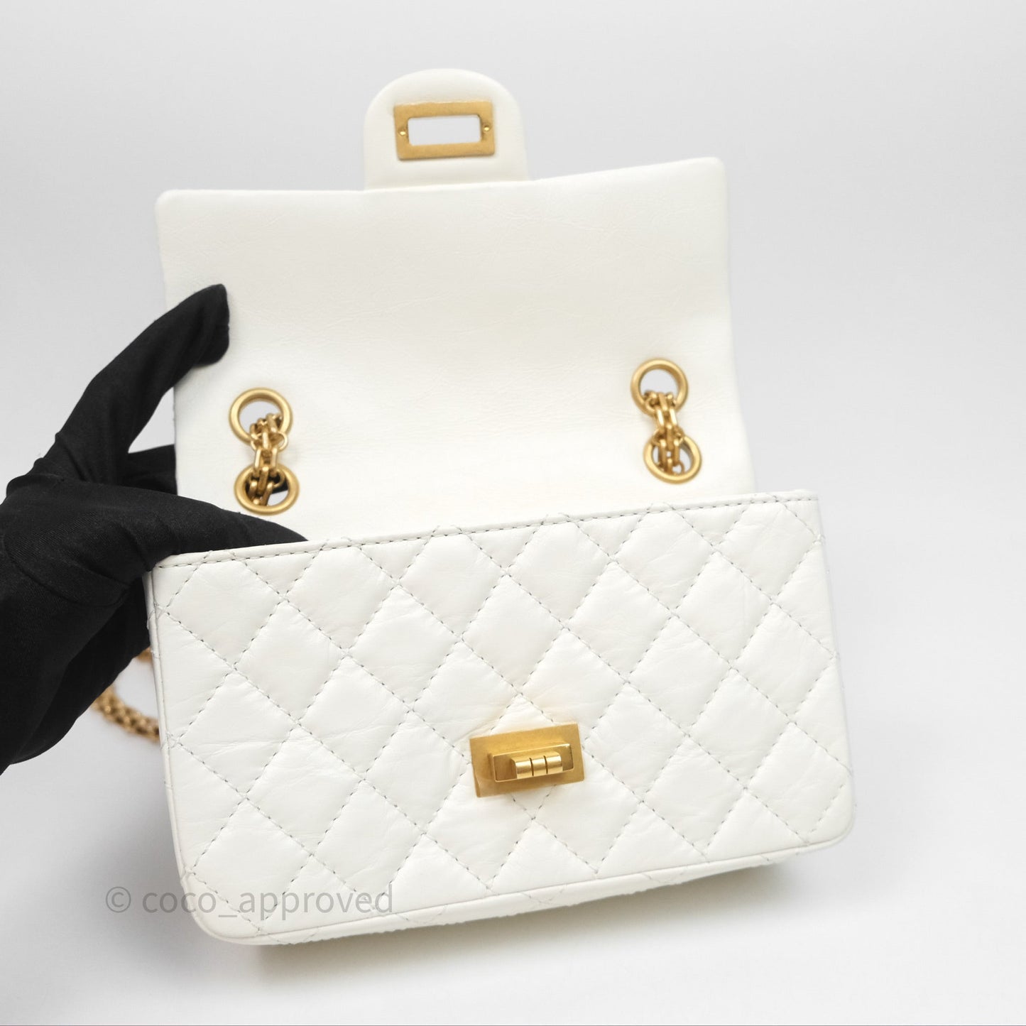 Chanel Mini Reissue 224 Ivory White Aged Calfskin Aged Gold Hardware