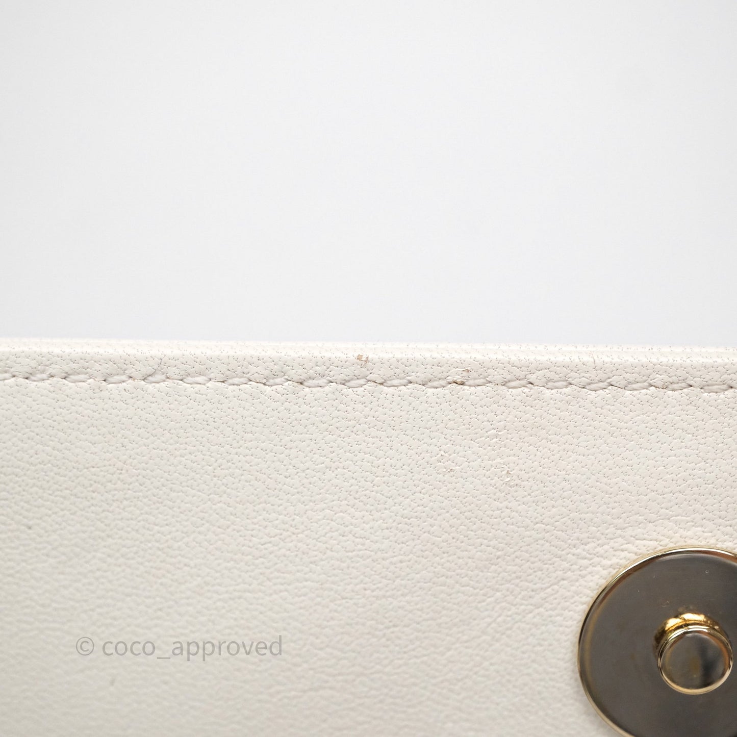 Chanel CC Mania Flap Bag White Lambskin Gold Hardware