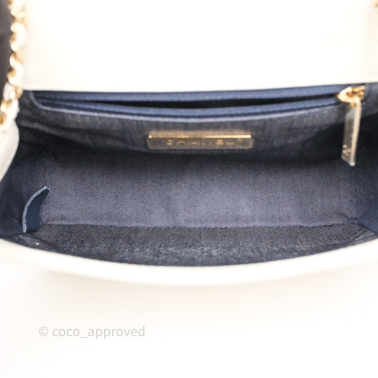 Chanel CC Mania Flap Bag White Lambskin Gold Hardware
