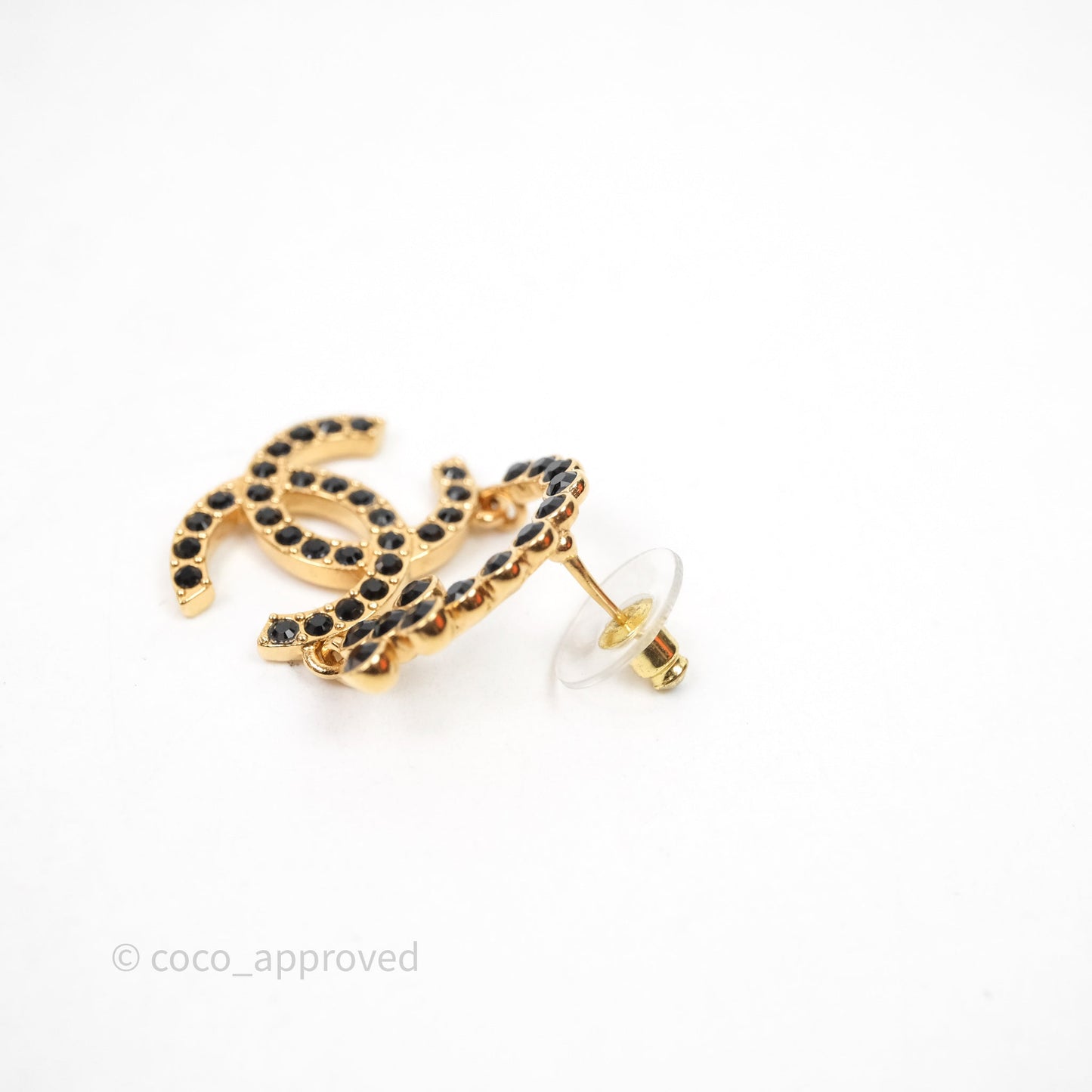 Chanel CC Floral Dangle Black And Gold Earrings 23A