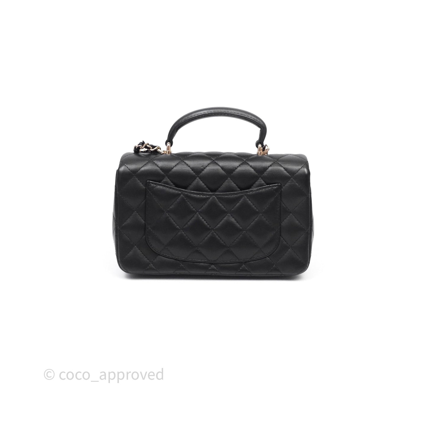 Chanel Top Handle Mini Rectangular Flap With Lion Charm Black Lambskin Gold Hardware