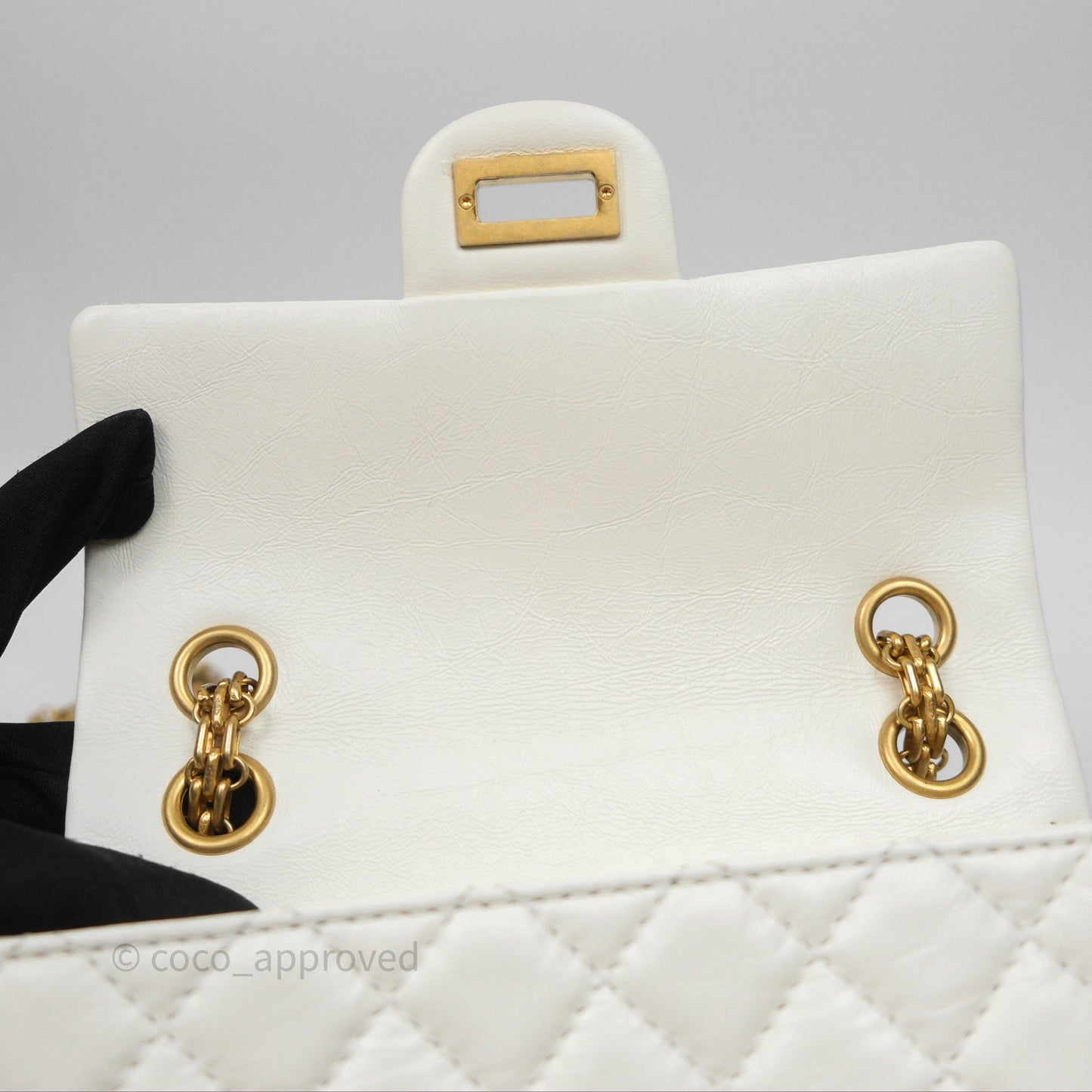 Chanel Mini Reissue 224 Ivory White Aged Calfskin Aged Gold Hardware