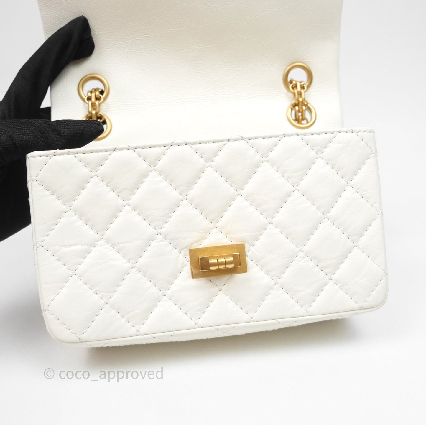 Chanel Mini Reissue 224 Ivory White Aged Calfskin Aged Gold Hardware