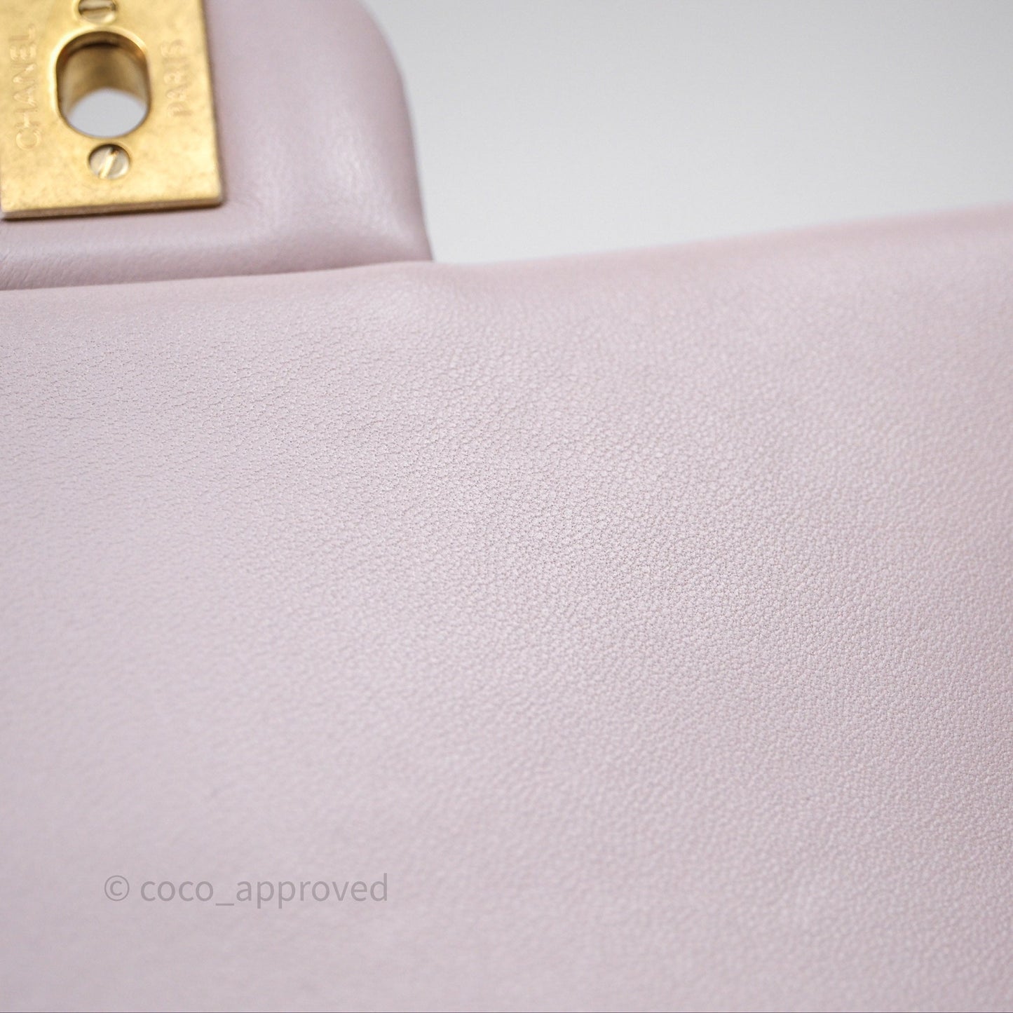 Chanel Mini Rectangular Pearl Crush Lilac Lambskin Aged Gold Hardware